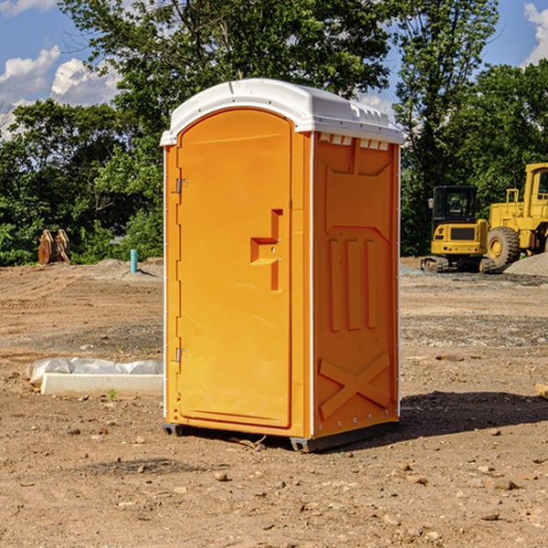 how often are the portable restrooms cleaned and serviced during a rental period in Pleasant Hall